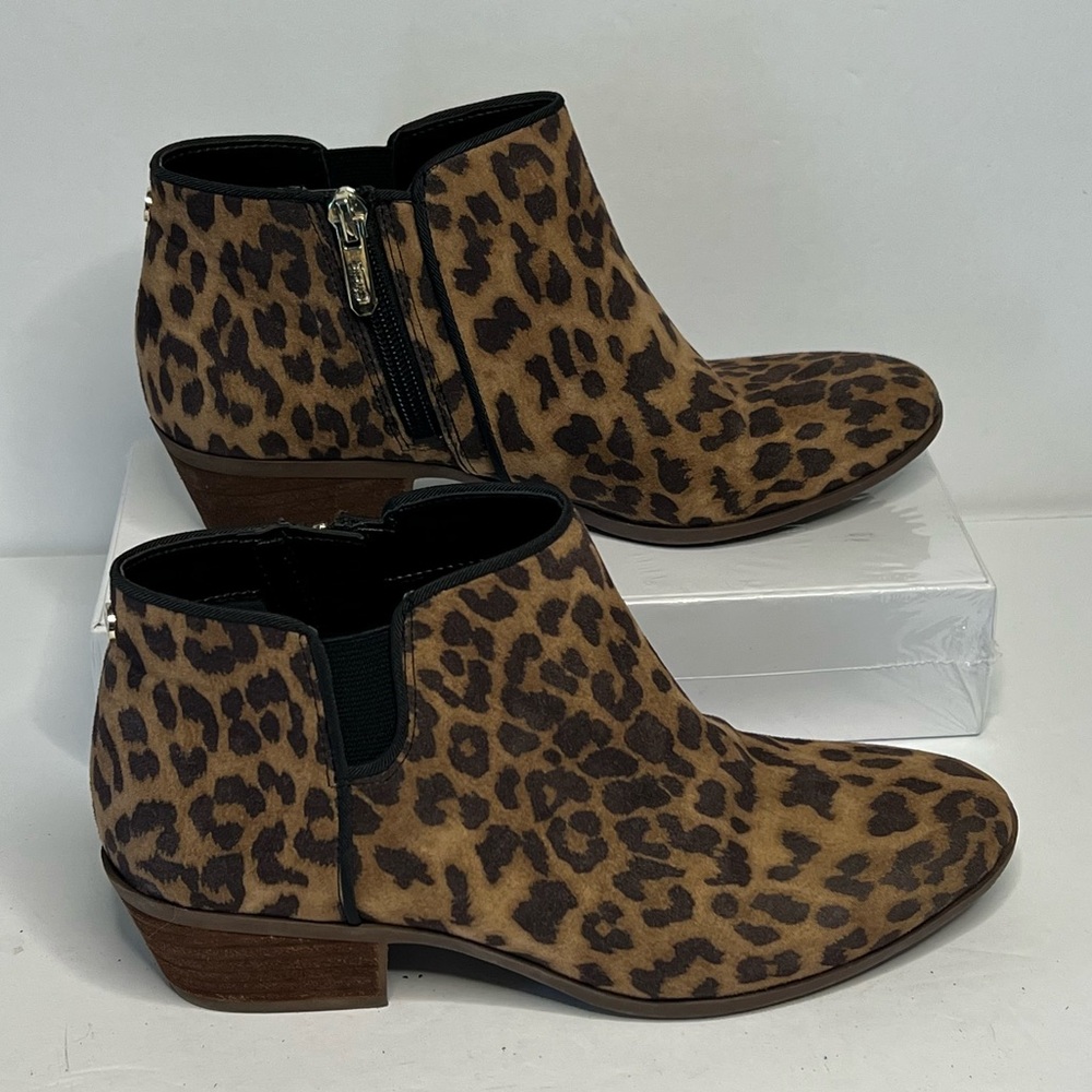 Circus by Sam Edelman cheetah leopard ankle booties gold zipper women's 6